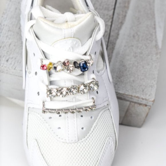 3PC Rhinestone Shoelace Silver Tone Sneaker Charm - Picture 1 of 10